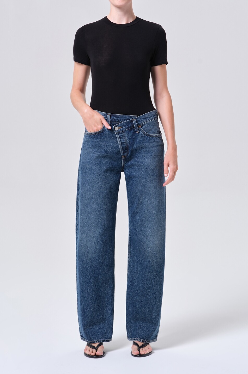 AGOLDE Jean large à coupe incurvée en denim Arc Criss Cross Femme BLEU FONCE 2