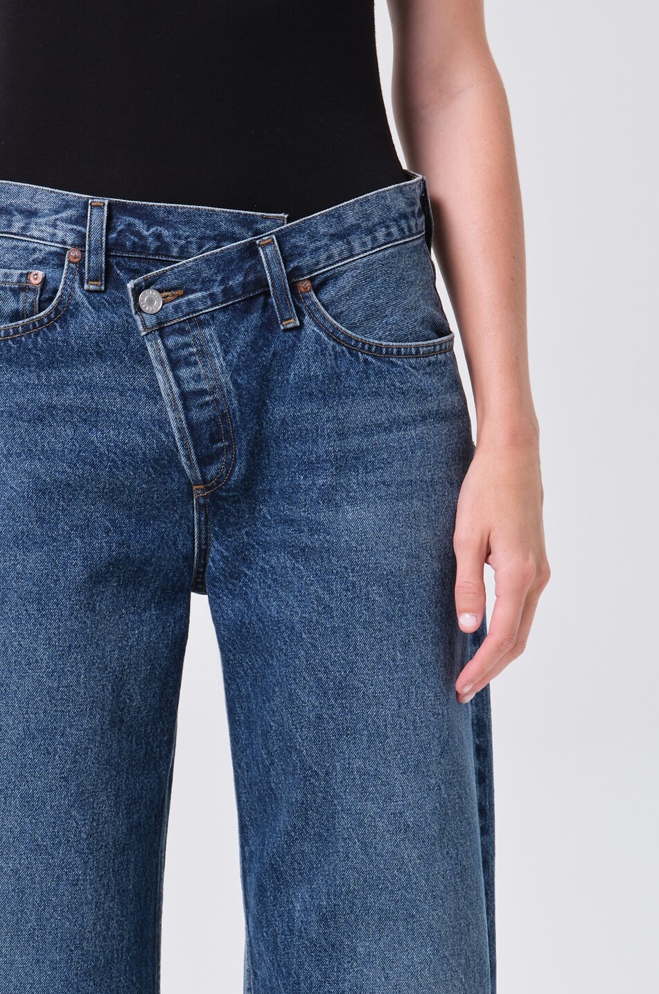 AGOLDE Jean large à coupe incurvée en denim Arc Criss Cross Femme BLEU FONCE 4
