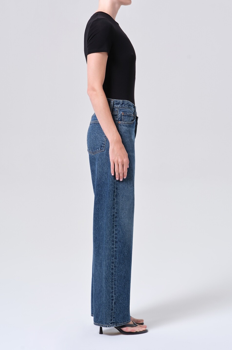 AGOLDE Jean large à coupe incurvée en denim Arc Criss Cross Femme BLEU FONCE 5