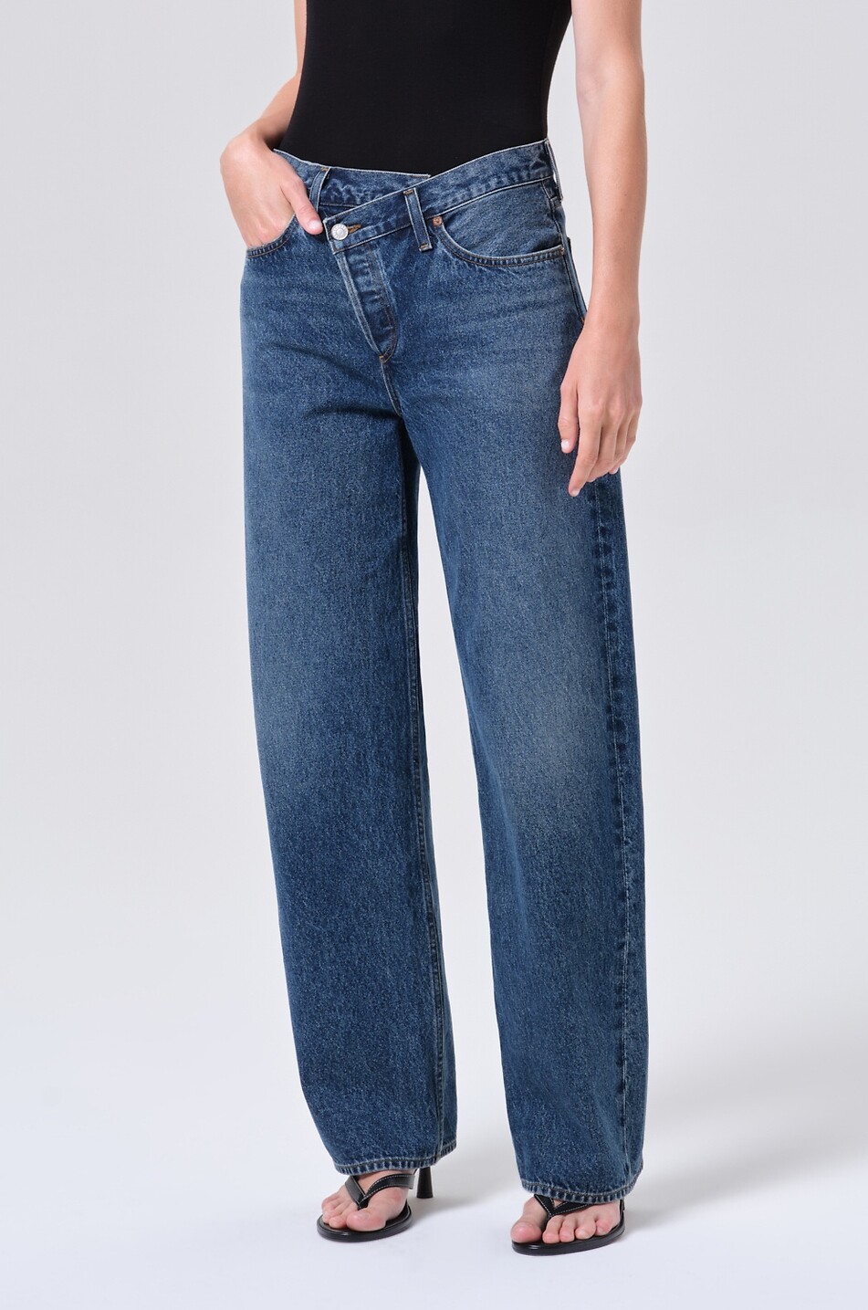 AGOLDE Jean large à coupe incurvée en denim Arc Criss Cross Femme BLEU FONCE 6