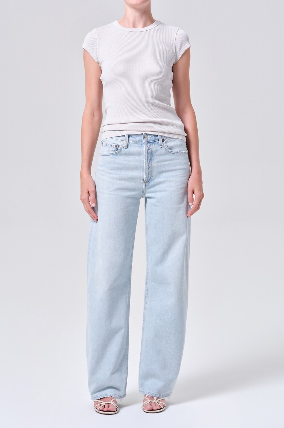 AGOLDE Arc 32 denim curved wide-leg jeans Women LIGHT BLUE 2