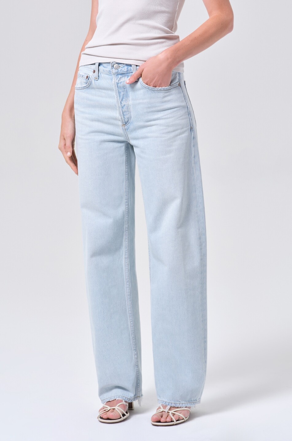 AGOLDE Arc 32 denim curved wide-leg jeans Women LIGHT BLUE 6