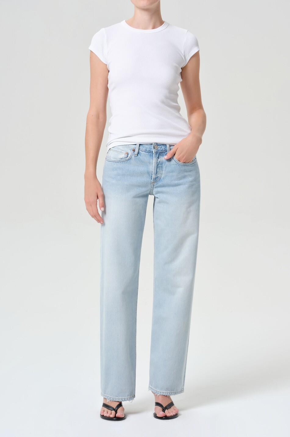 AGOLDE Jean large à taille basse en coton Low Rise Loose Femme BLEU CLAIR 2