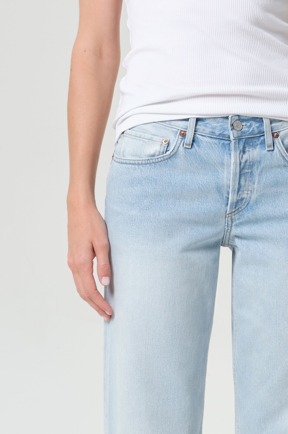 AGOLDE Jean large à taille basse en coton Low Rise Loose Femme BLEU CLAIR 4