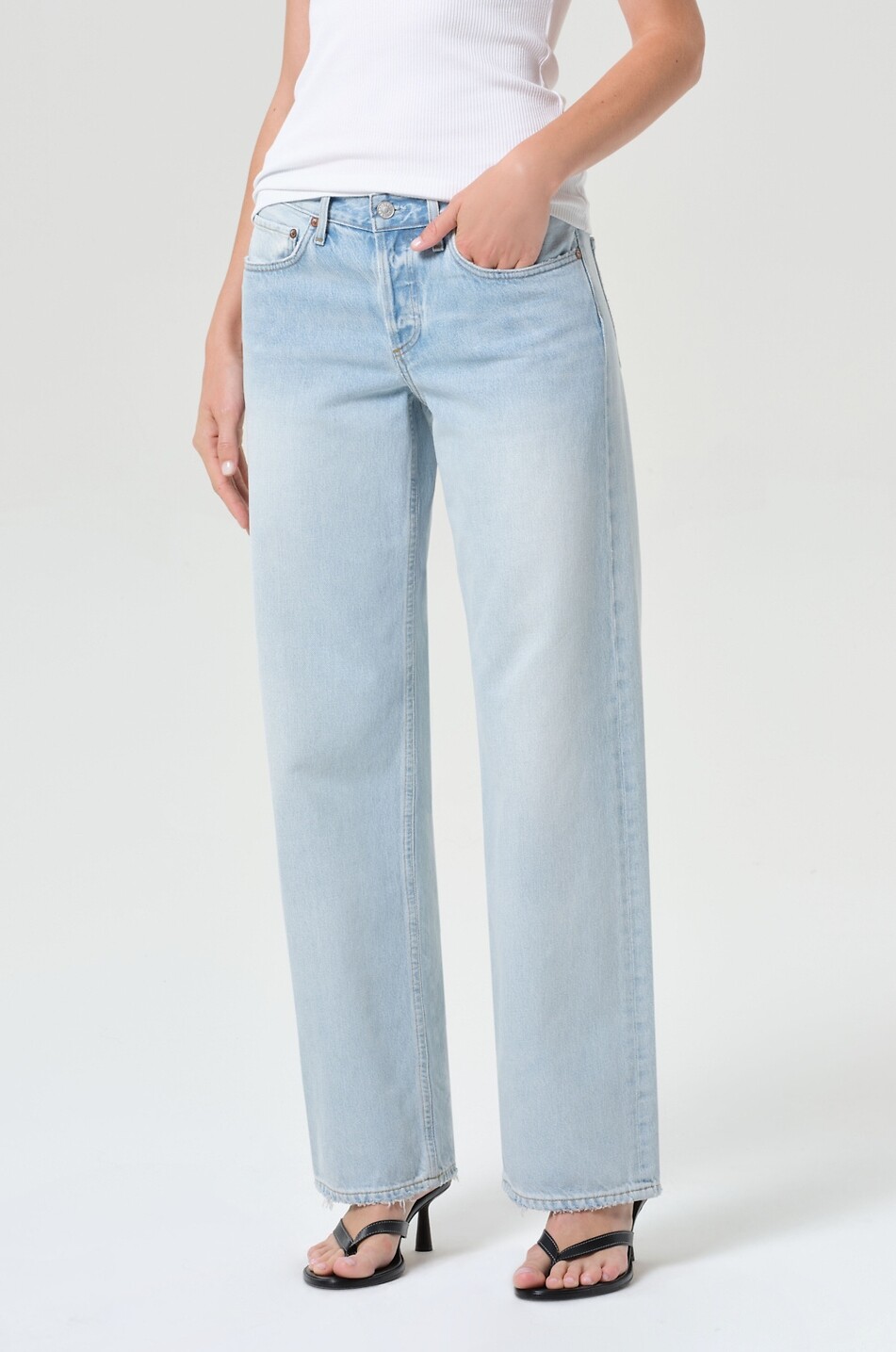 AGOLDE Jean large à taille basse en coton Low Rise Loose Femme BLEU CLAIR 6