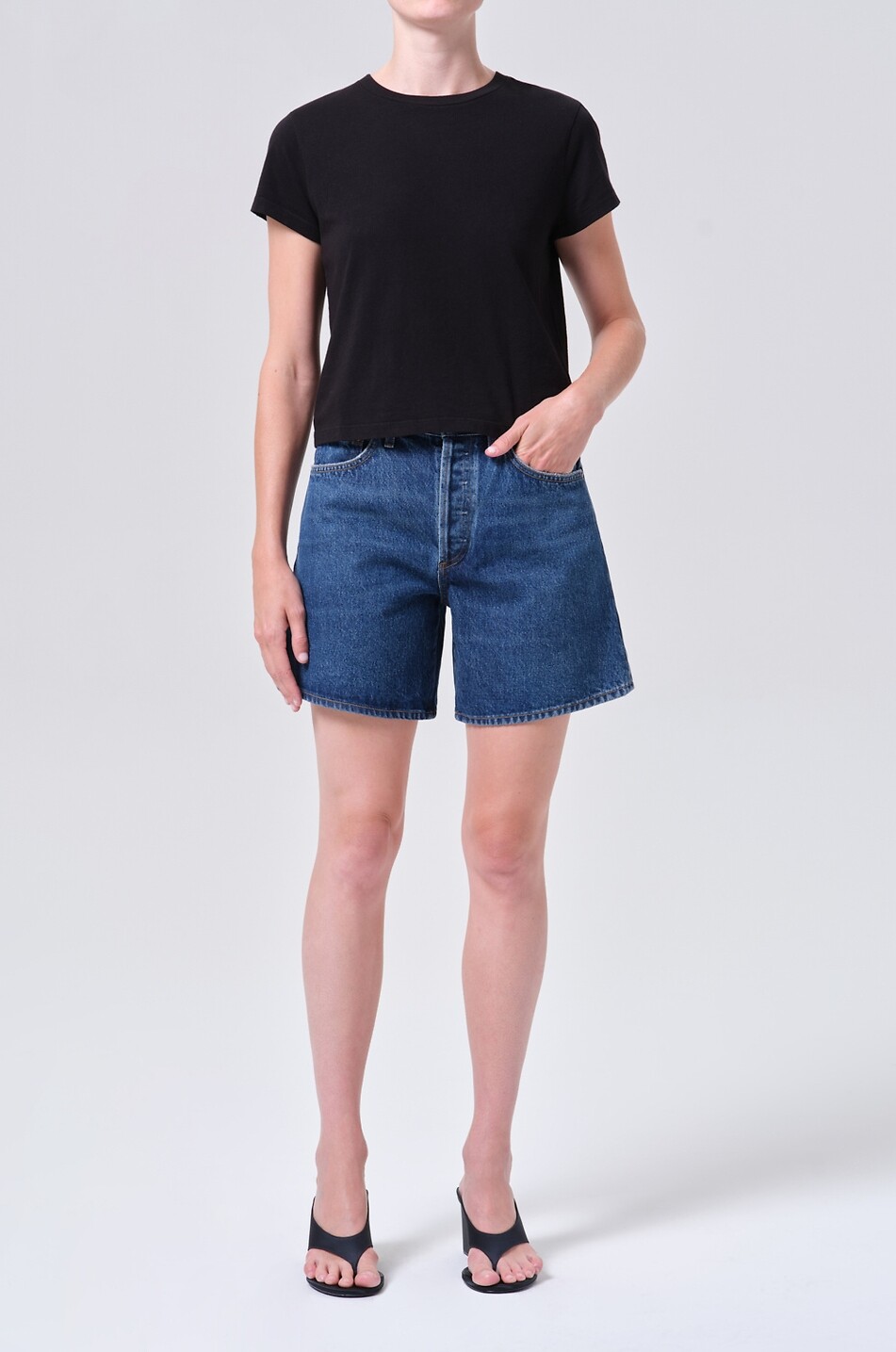 AGOLDE Dame regenerative cotton denim shorts Women DARK BLUE 2