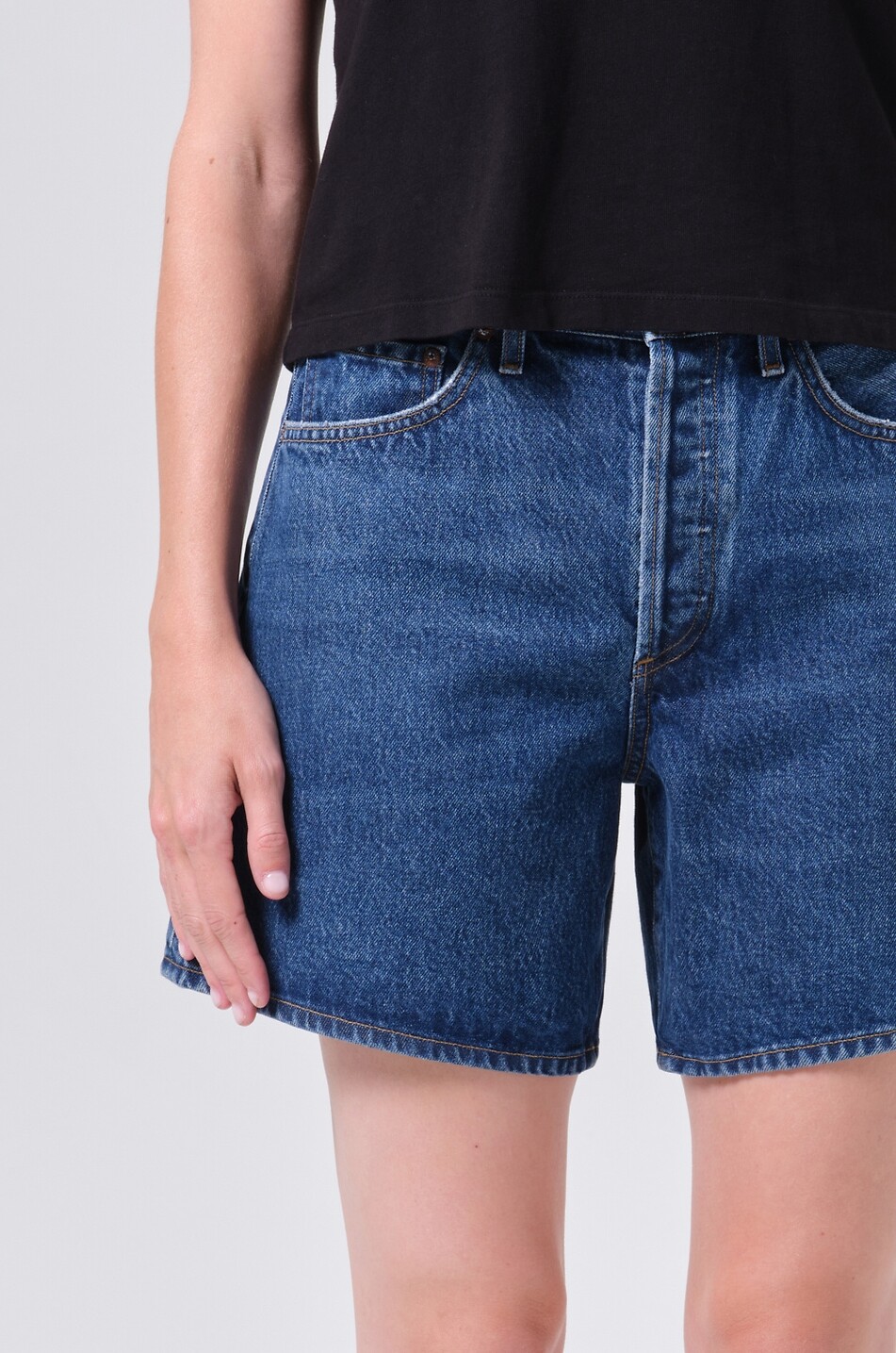 AGOLDE Dame regenerative cotton denim shorts Women DARK BLUE 4