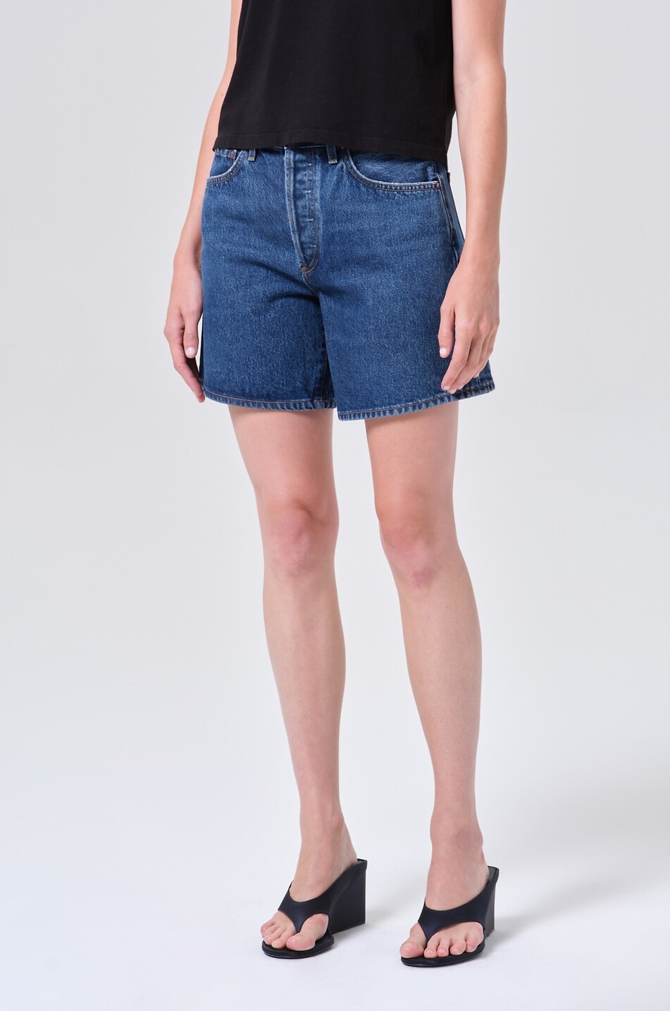 AGOLDE Dame regenerative cotton denim shorts Women DARK BLUE 6