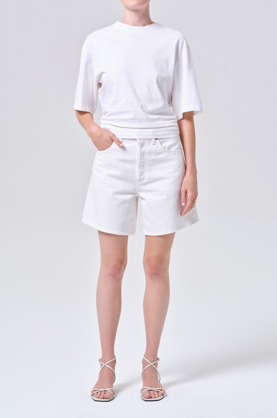 AGOLDE Short cotton shorts Dame Women WHITE 2