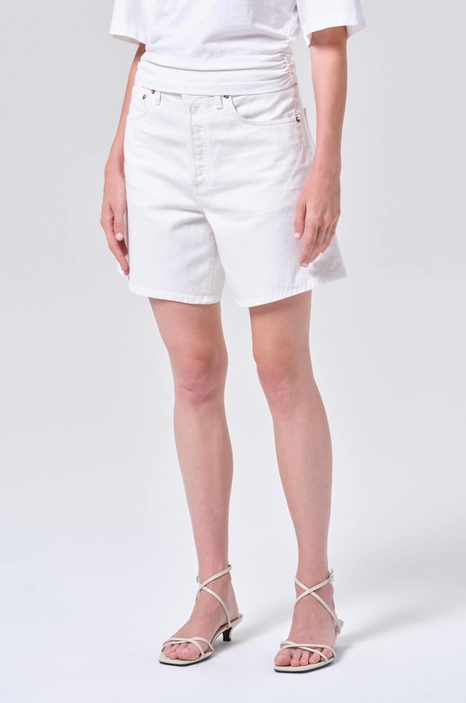 AGOLDE Short cotton shorts Dame Women WHITE 6