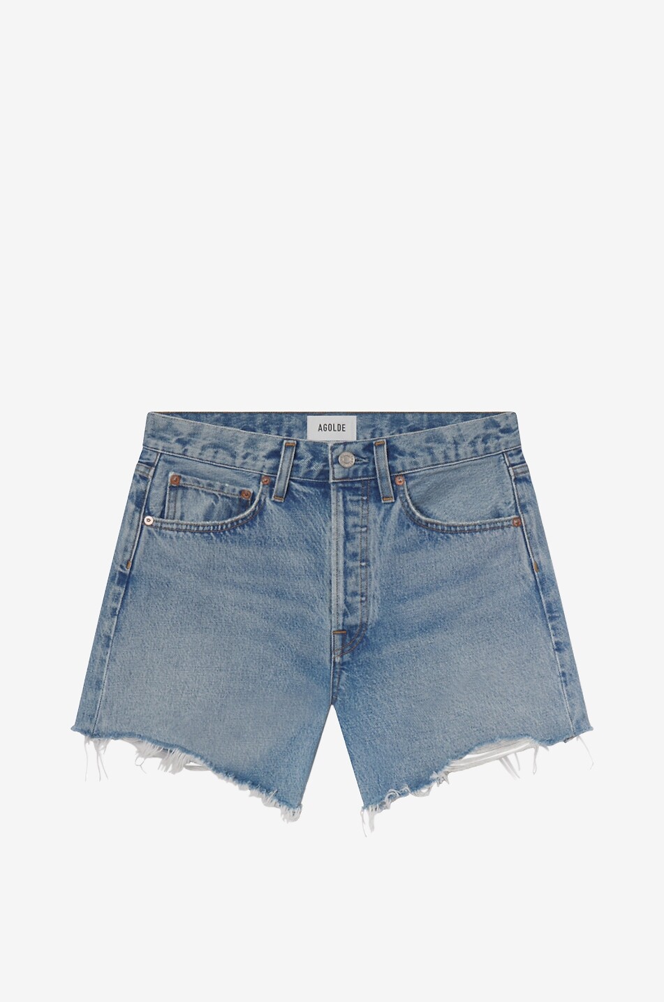 AGOLDE Parker Long regenerative cotton denim shorts Women BLUE 1