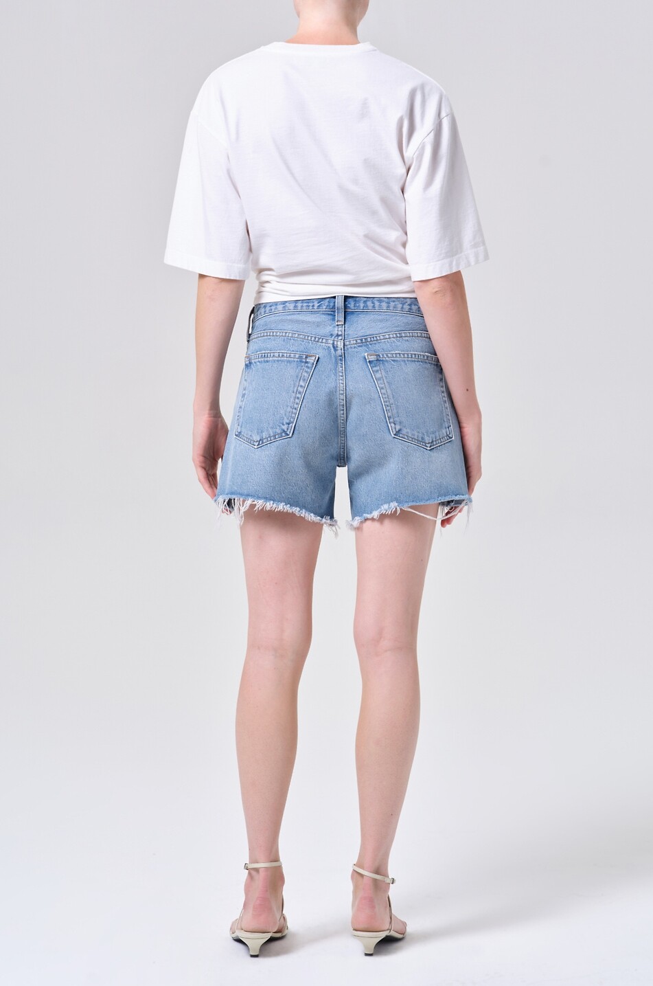 AGOLDE Parker Long regenerative cotton denim shorts Women BLUE 3