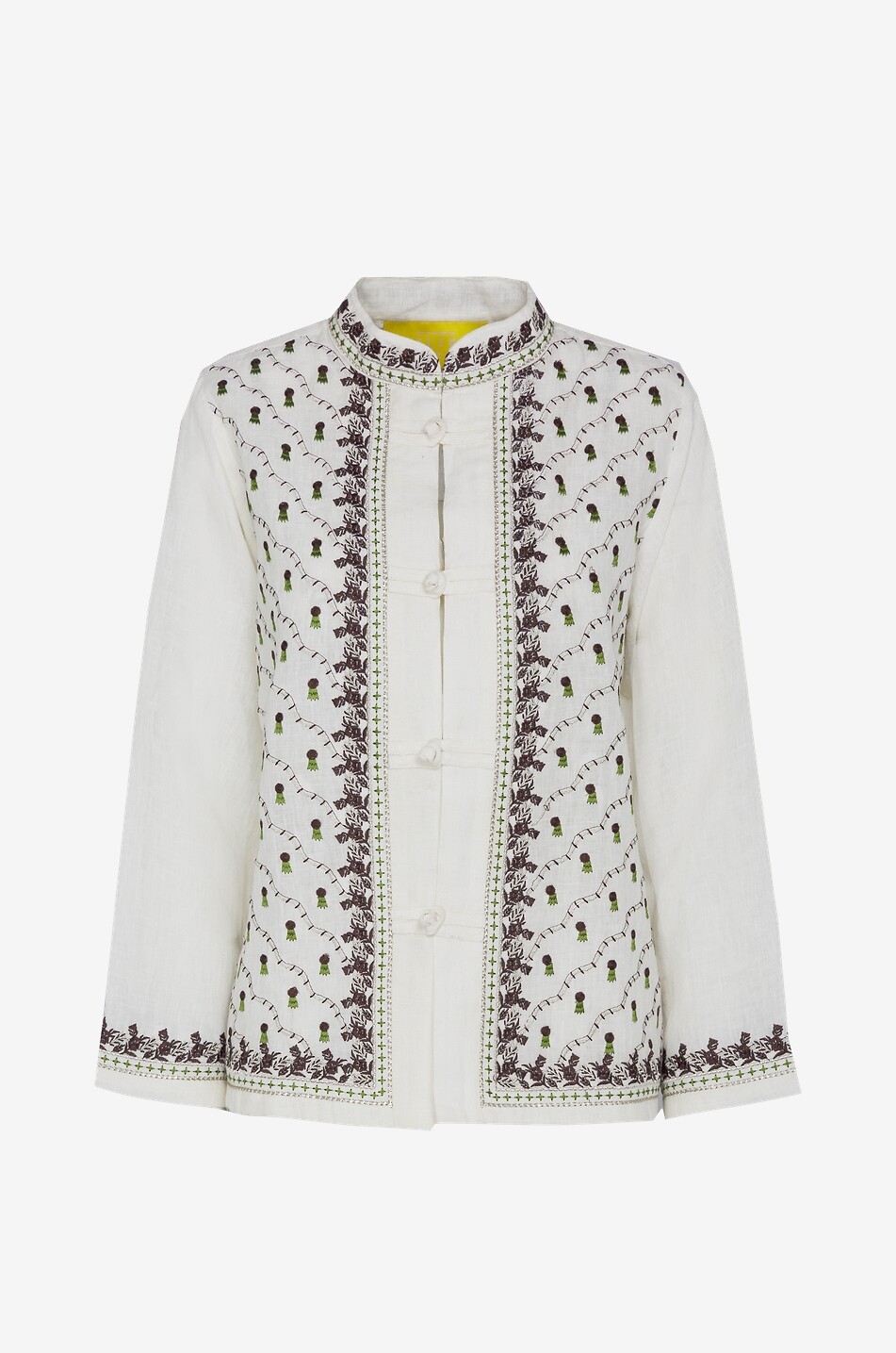 PHILIPPA 1970 Tina linen mandarin collar cropped jacket Women WHITE 1