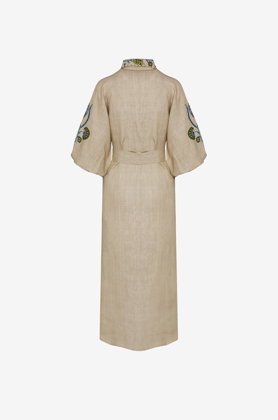 PHILIPPA 1970 René Ecru embroidered linen midi shirt dress Women MULTI COLOURED 2