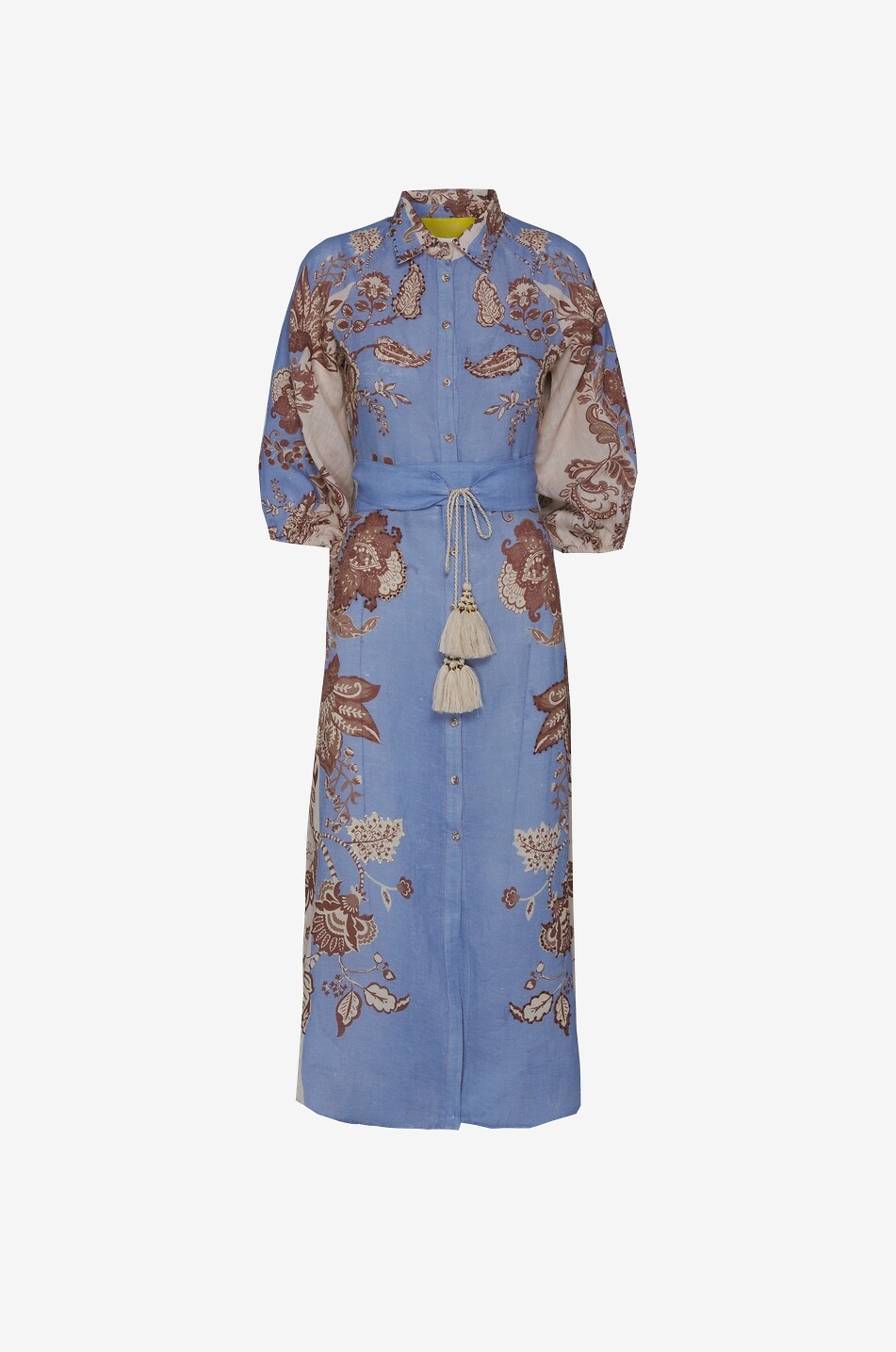René Azul printed linen midi shirt dress