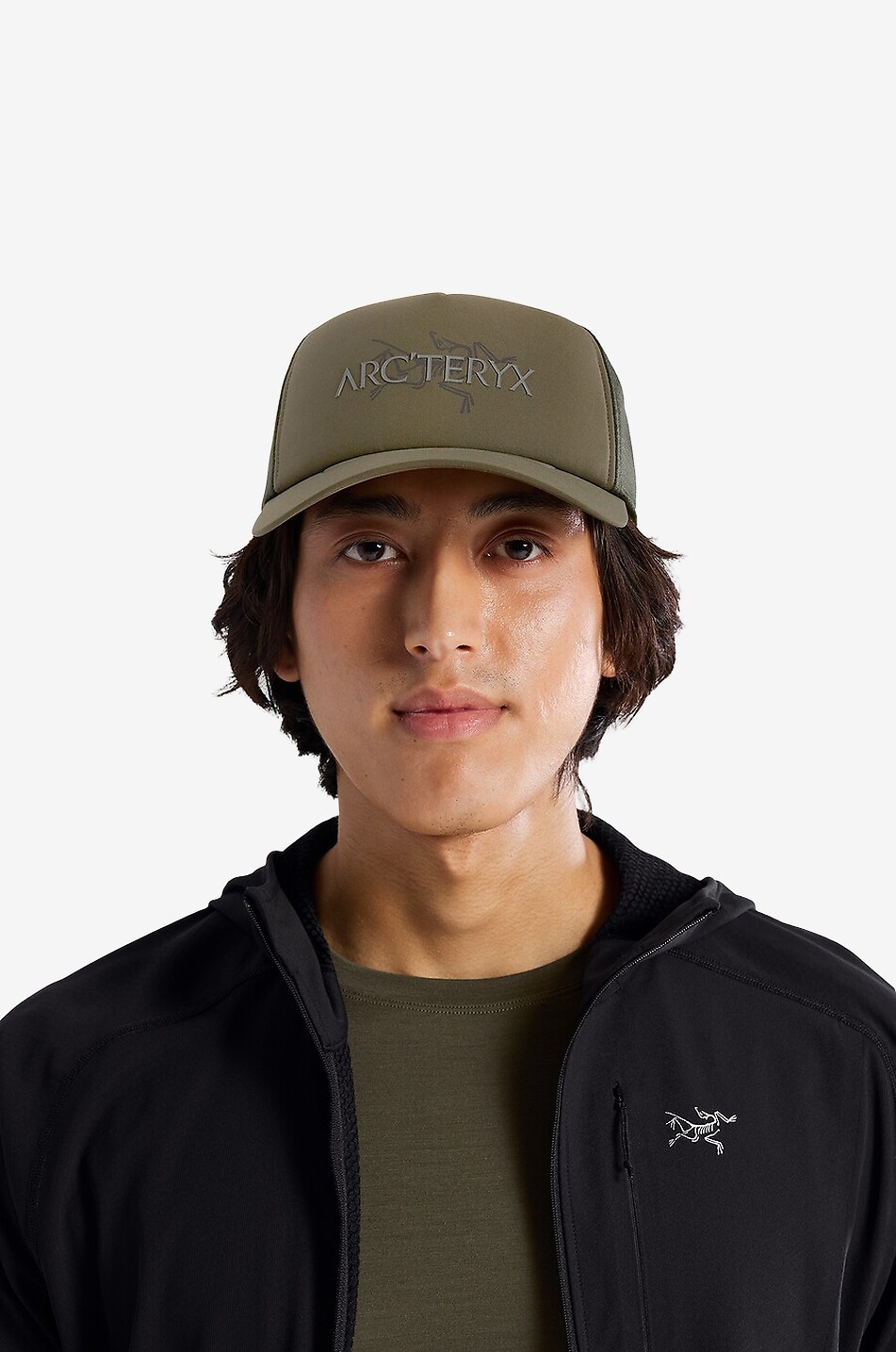 ARC'TERYX Bird Word mesh back trucker cap Men KHAKI 3