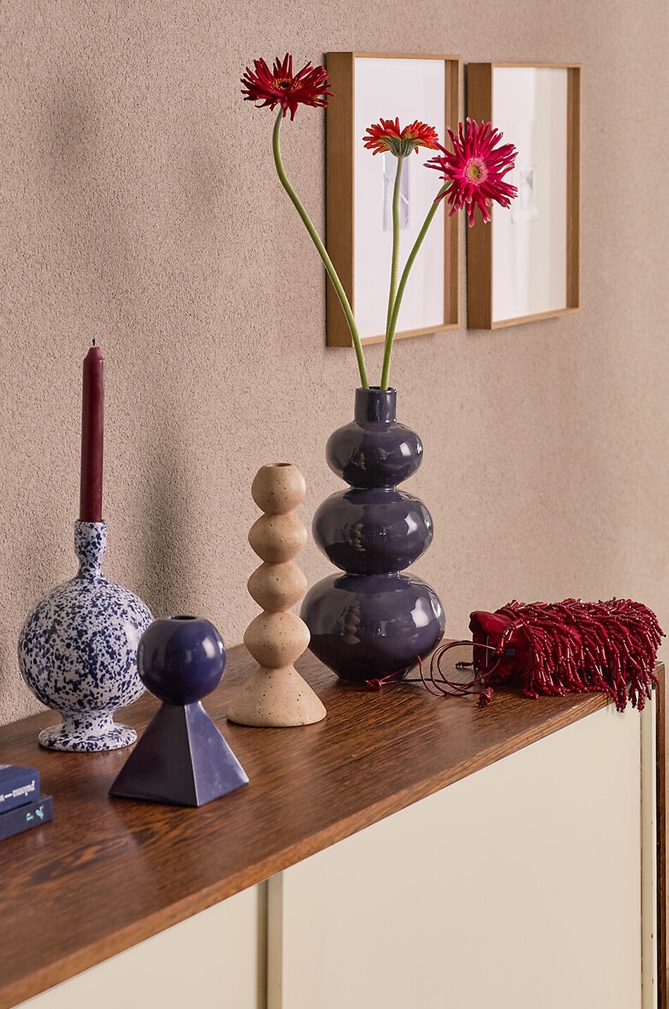 URBAN NATURE CULTURE AMSTERDAM Rett mango wood candle holder H15 Home BLUE 3
