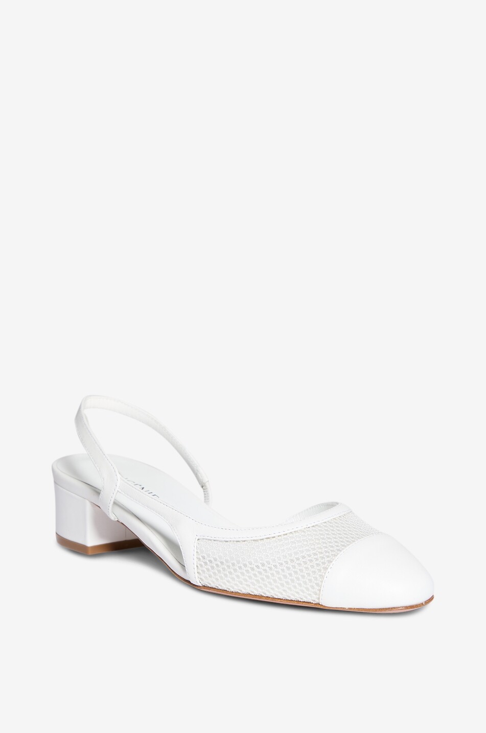 BONGENIE New Ninfa 35 mesh and leather slingback pumps Women WHITE 1