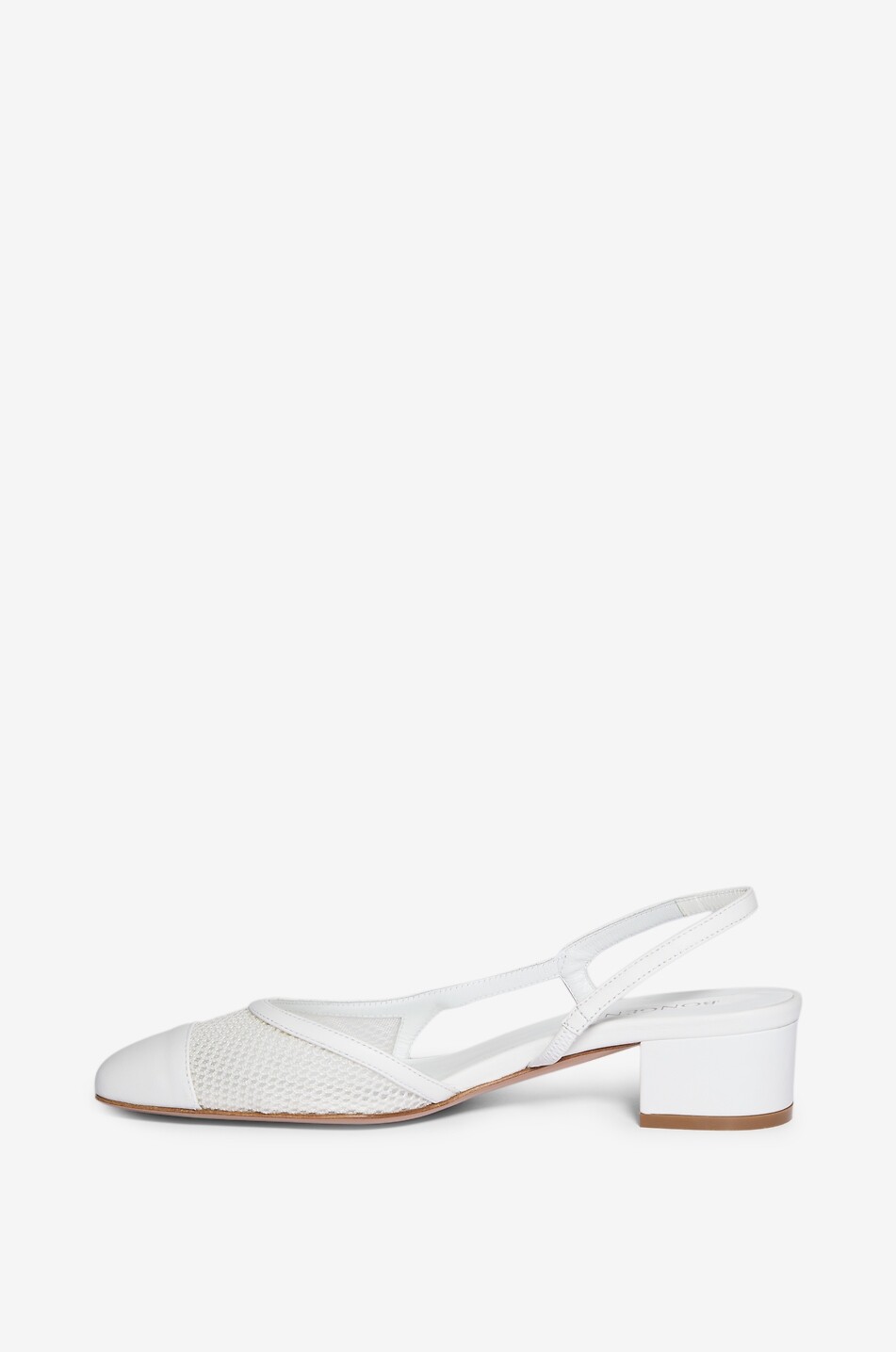 BONGENIE New Ninfa 35 mesh and leather slingback pumps Women WHITE 4