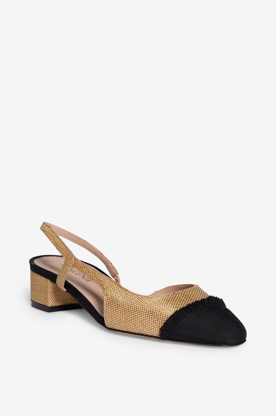 BONGÉNIE Escarpins à bride arrière en toile à franges Acanto Farro Femme BEIGE 1