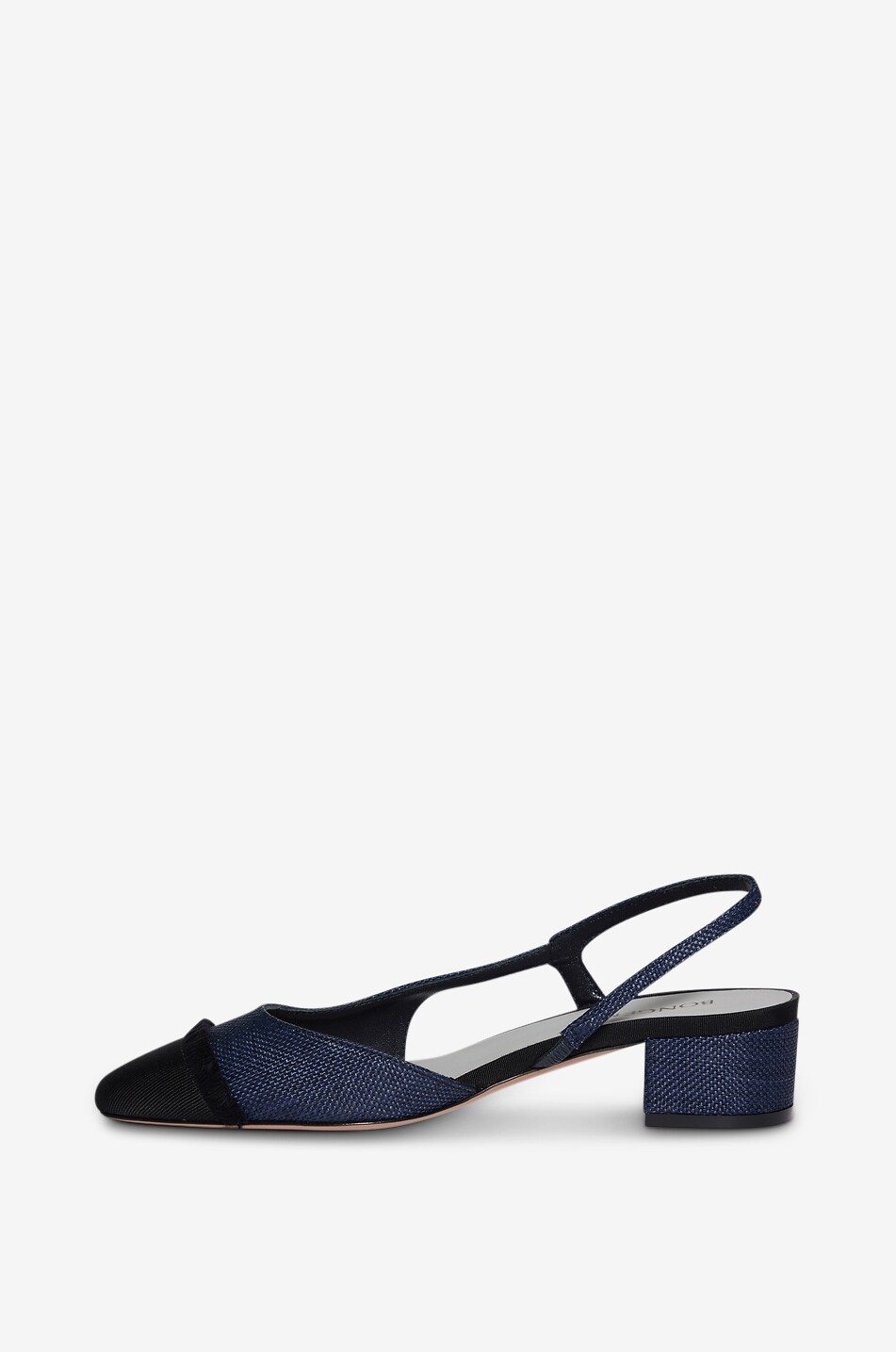 BONGÉNIE Escarpins à bride arrière en toile à franges Acanto Farro Femme BLEU FONCE 3