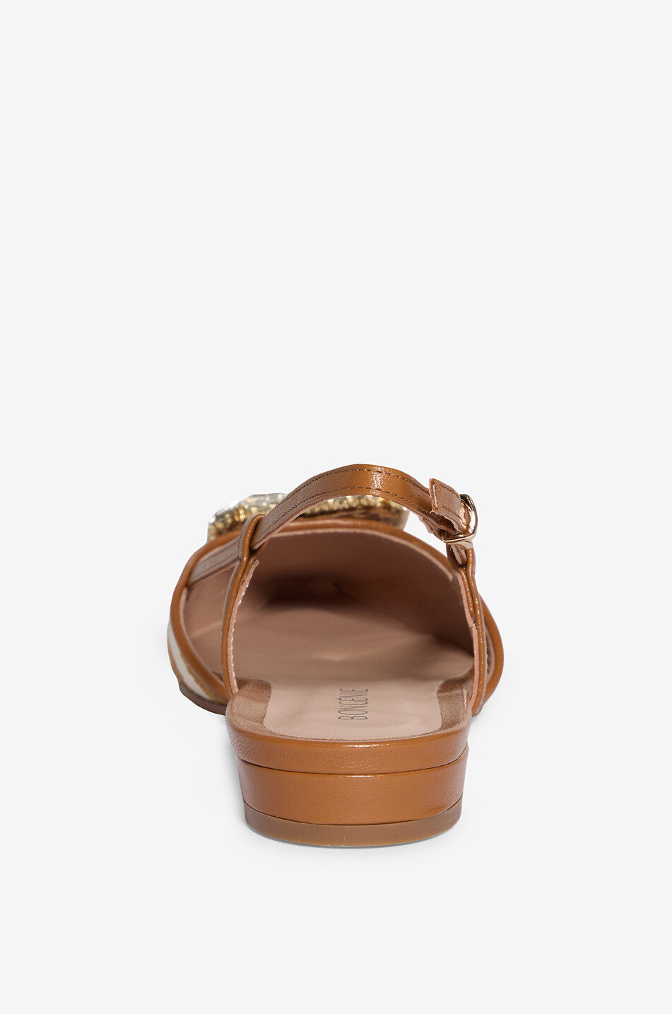 BONGÉNIE Ballerines à bride arrière en toile rayée Miga Femme MARRON CLAIR 4