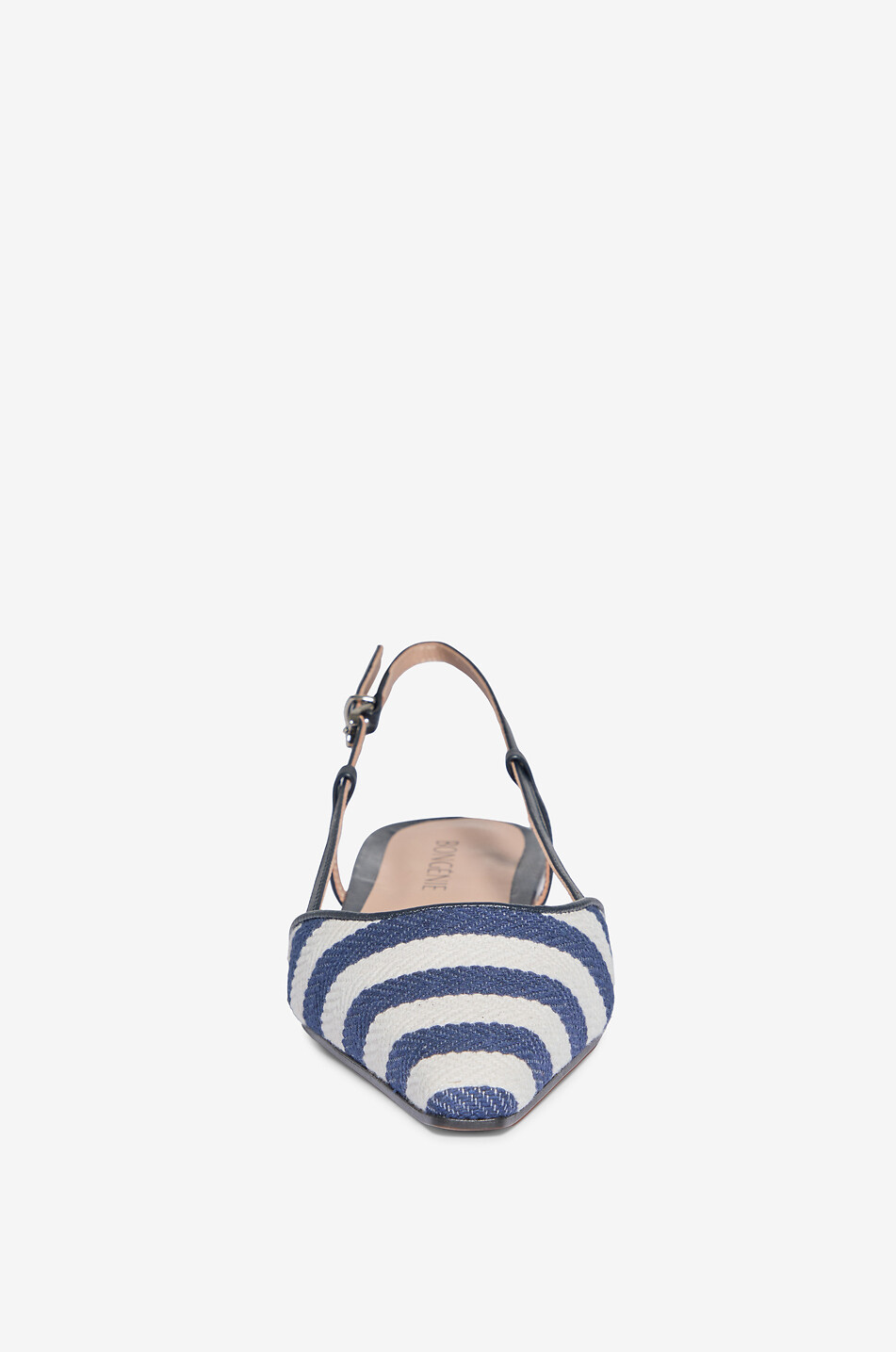 BONGÉNIE Ballerines à bride arrière en toile rayée Gari Femme BLEU FONCE 2