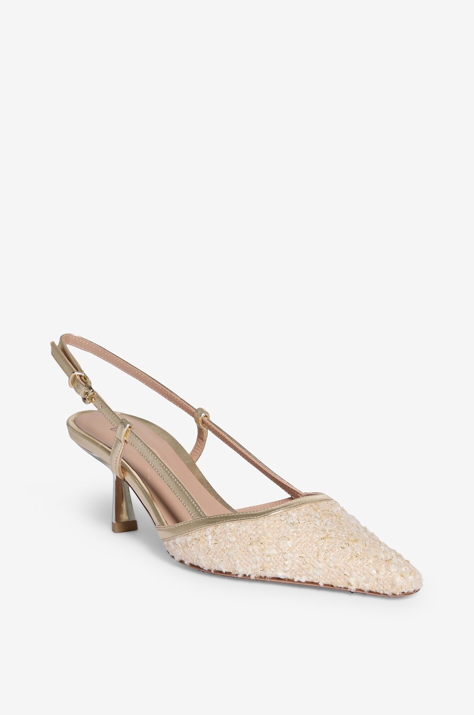 BONGENIE Palmi 60 sparkling tweed and metallic leather pumps Women EGGSHELL 1