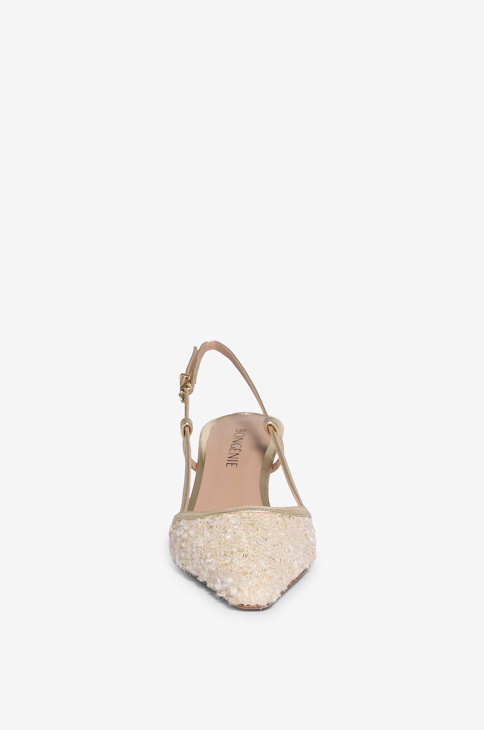 BONGENIE Palmi 60 sparkling tweed and metallic leather pumps Women EGGSHELL 2