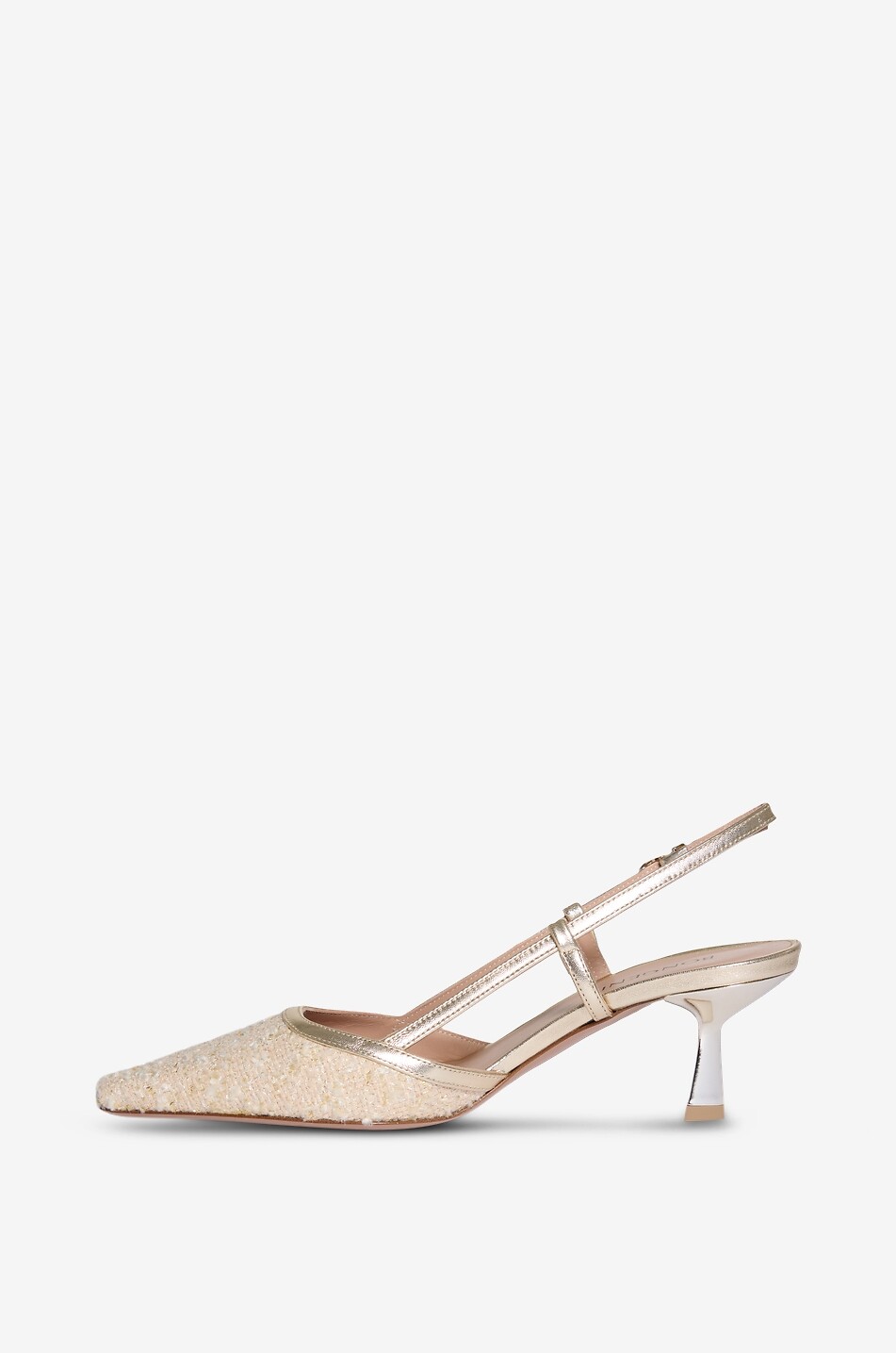 BONGENIE Palmi 60 sparkling tweed and metallic leather pumps Women EGGSHELL 3