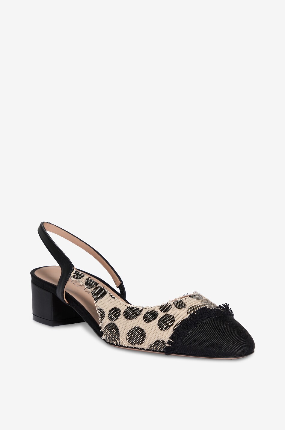Acanto Polka fringed polka dot block-heel slippers