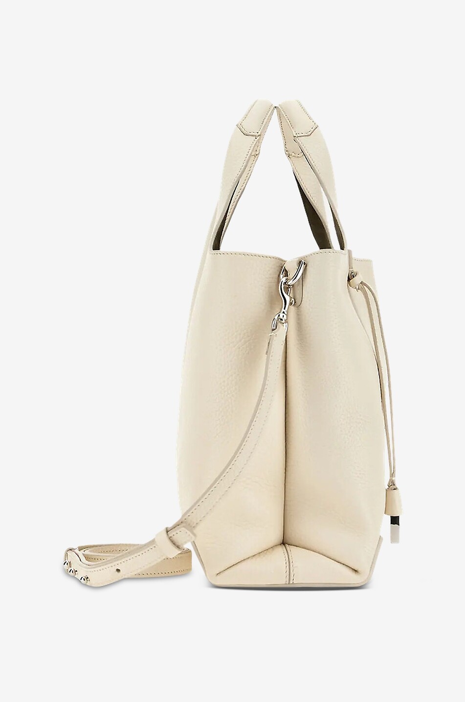 HOGAN Shopping H-Fob Small grained leather tote bag Women EGGSHELL 5