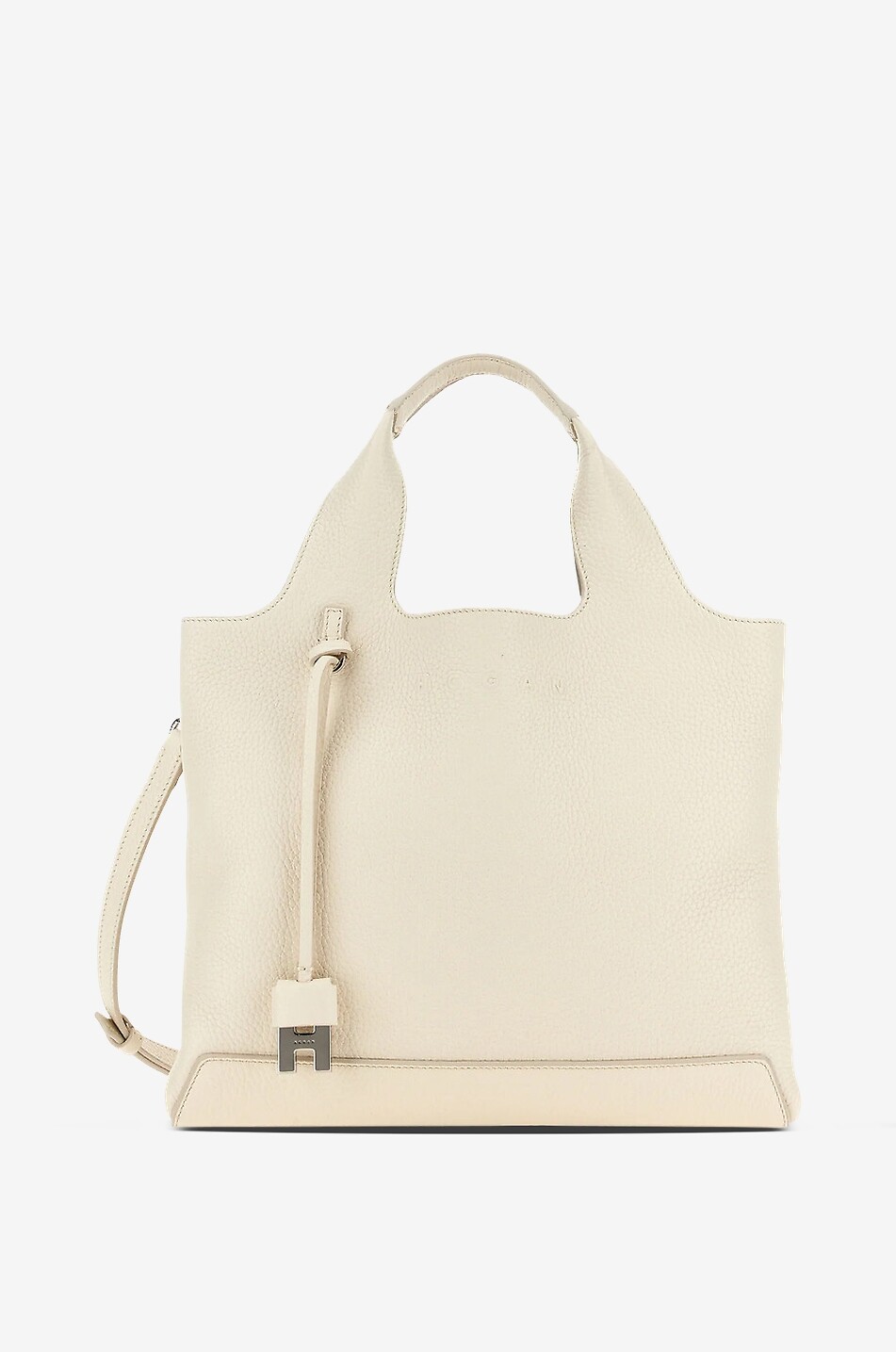 HOGAN Shopping H-Fob Small grained leather tote bag Women EGGSHELL 1