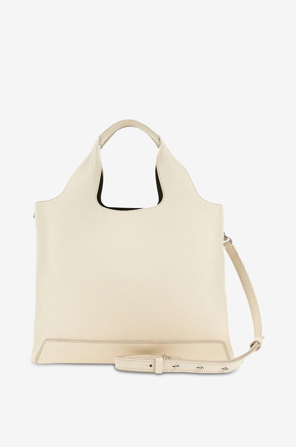 HOGAN Shopping H-Fob Small grained leather tote bag Women EGGSHELL 3