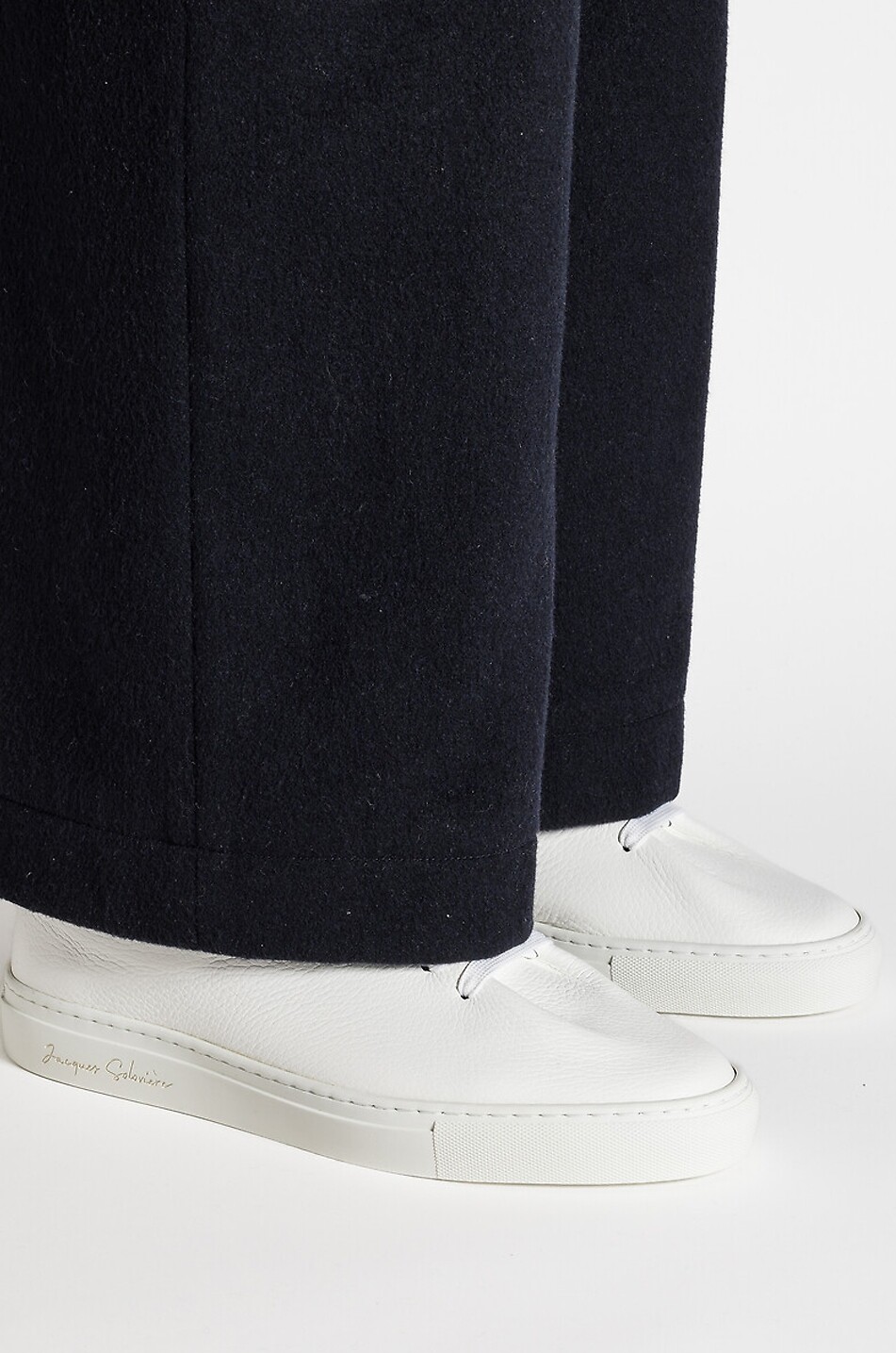 JACQUES SOLOVIERE Hervé grained leather low-top lace-up sneakers Men WHITE 3