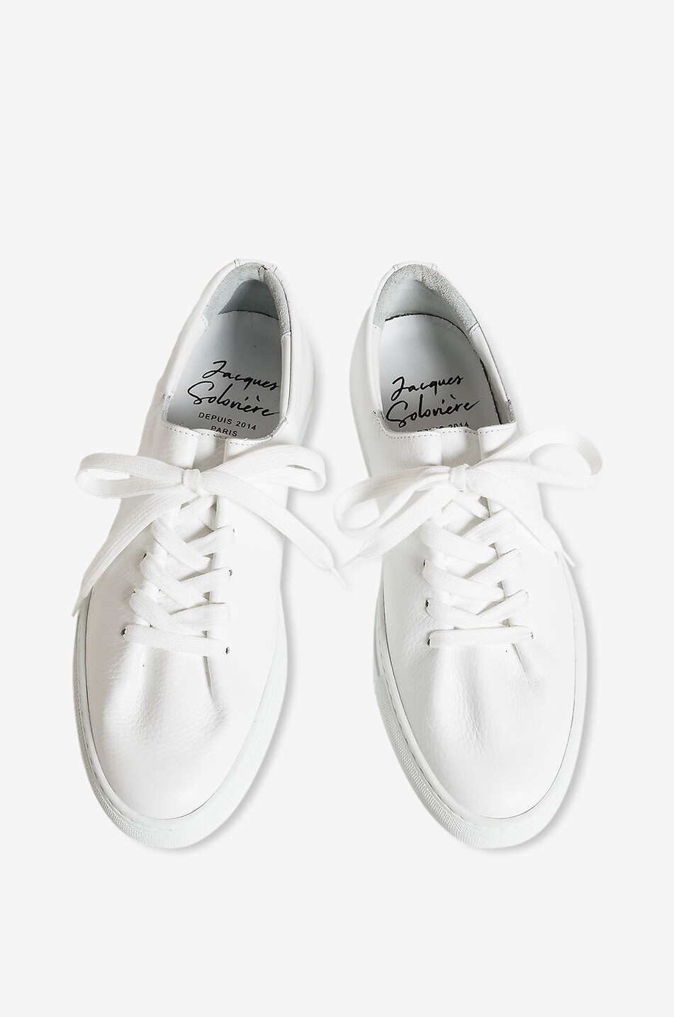 JACQUES SOLOVIERE Hervé grained leather low-top lace-up sneakers Men WHITE 6