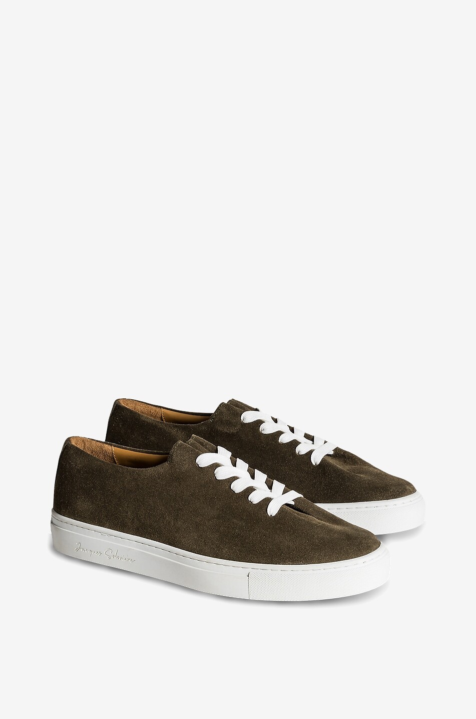 JACQUES SOLOVIERE Hervé grained leather low-top lace-up sneakers Men BROWN 1