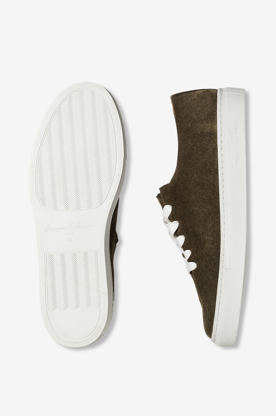 JACQUES SOLOVIERE Hervé grained leather low-top lace-up sneakers Men BROWN 6