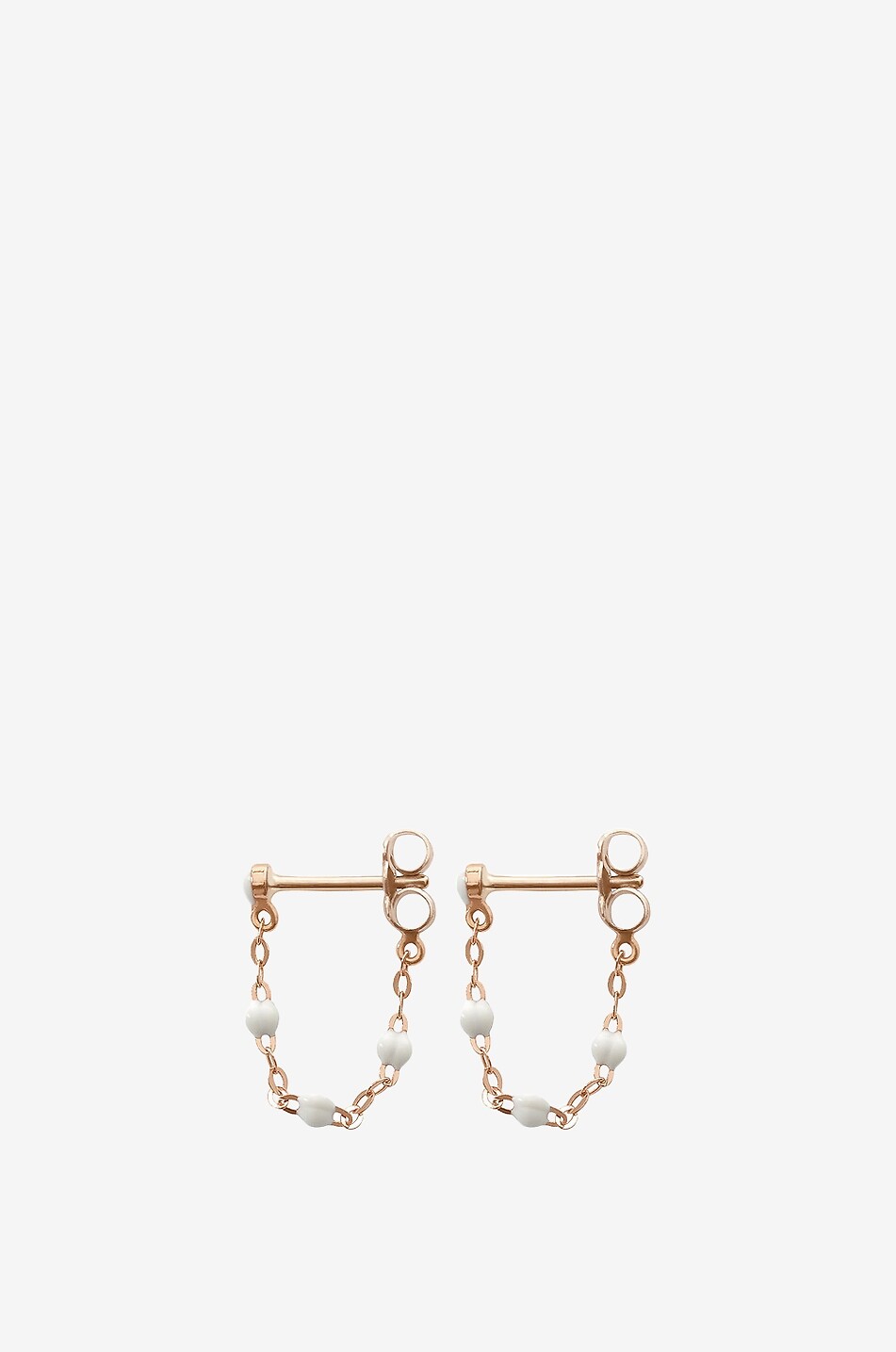 Clous d'oreilles en or rose et résine Classique Gigi - Blanche