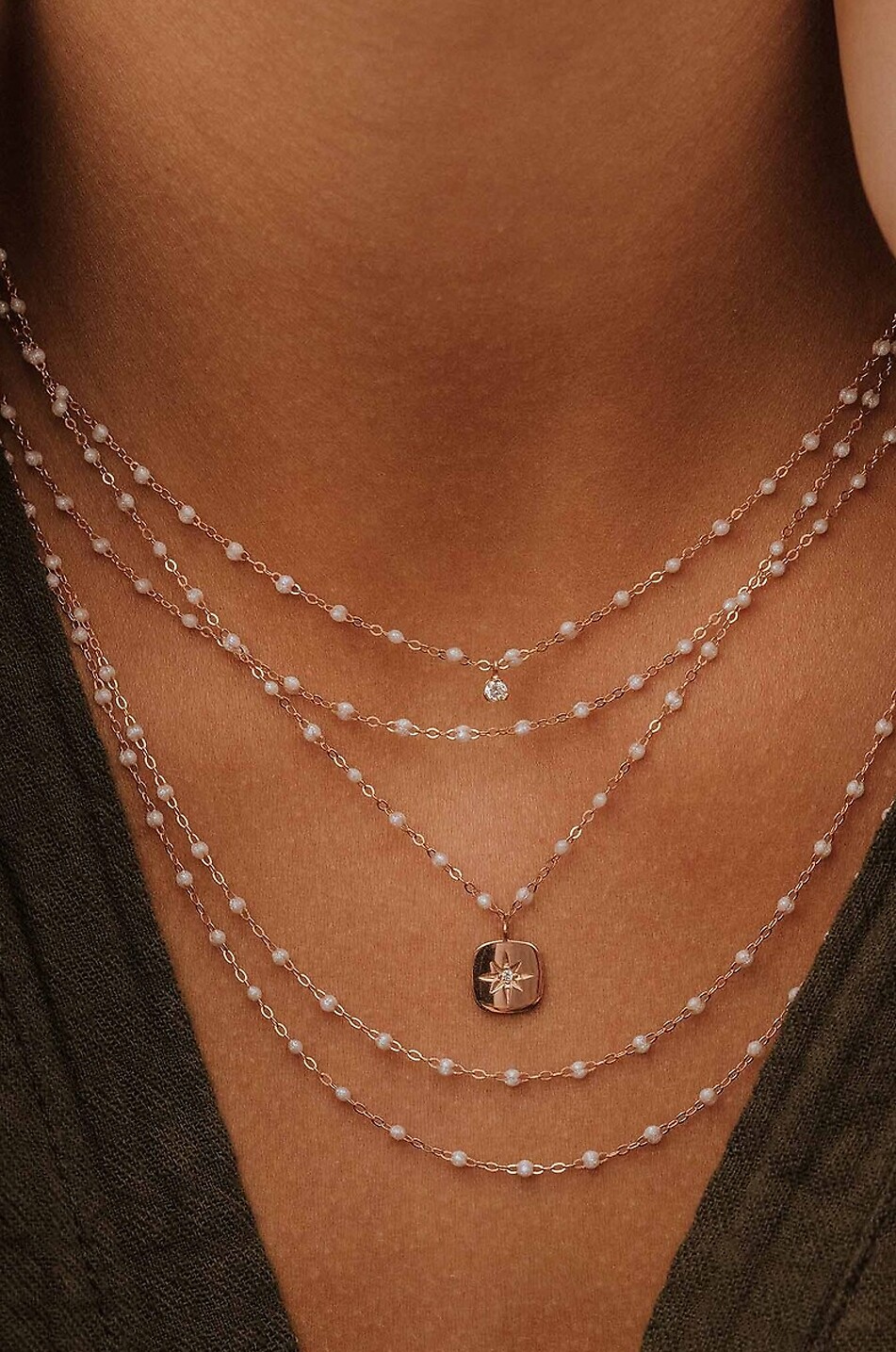 GIGI CLOZEAU Collier en or jaune et résine Classique Gigi - Opale - 42 cm Femme BLANC 2