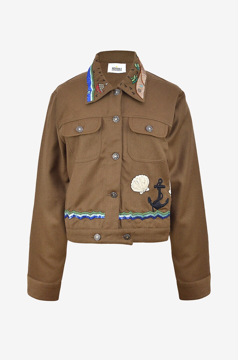 Discovery embroidered wool short lightweight jacket