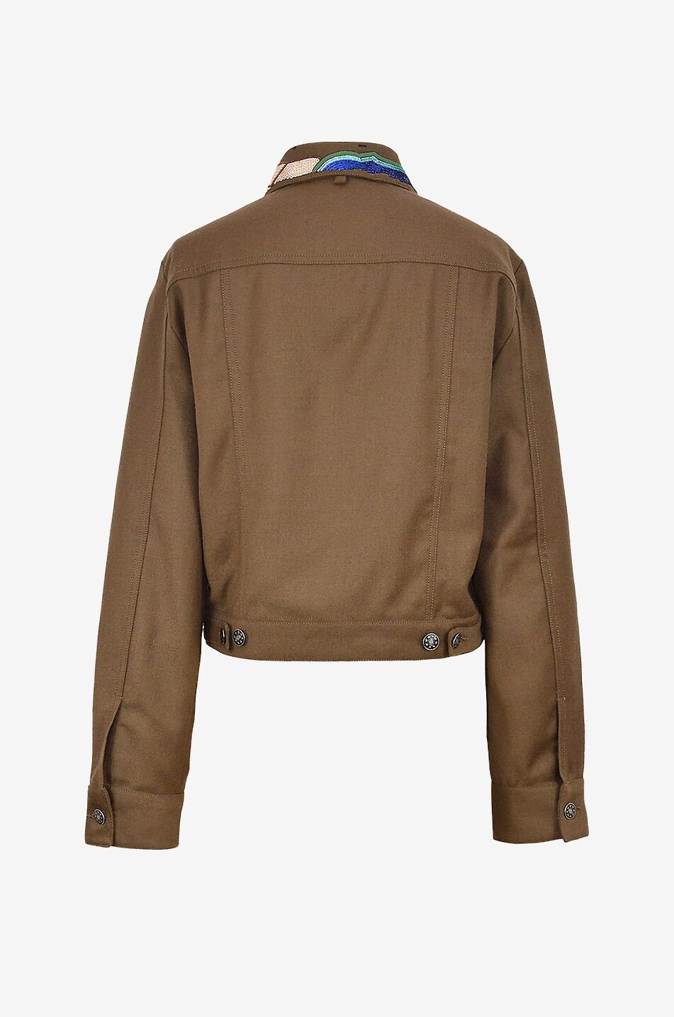 MONOKI Discovery embroidered wool short lightweight jacket Women BROWN 2