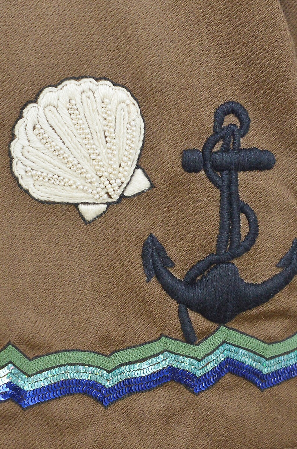 MONOKI Discovery embroidered wool short lightweight jacket Women BROWN 3