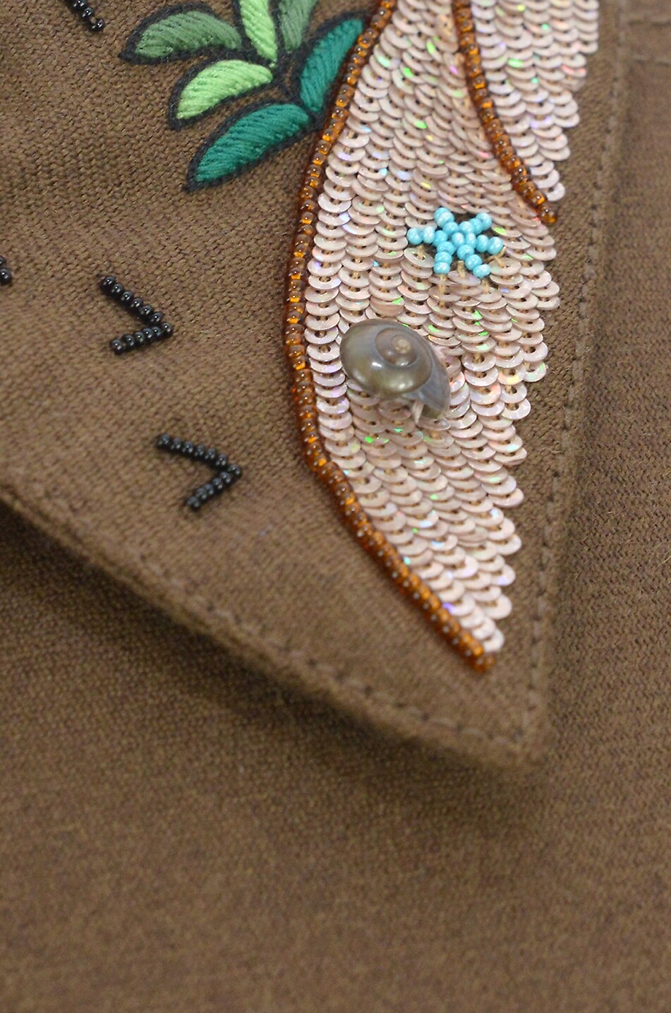 MONOKI Discovery embroidered wool short lightweight jacket Women BROWN 4