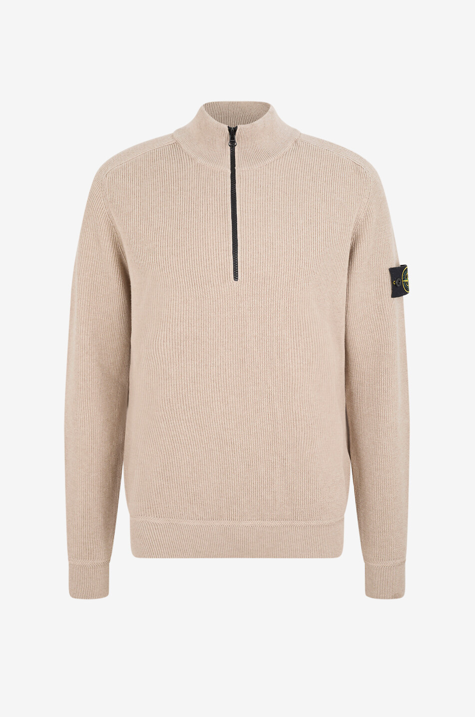 STONE ISLAND High-neck zipped cotton jumper Men Medium beige 1