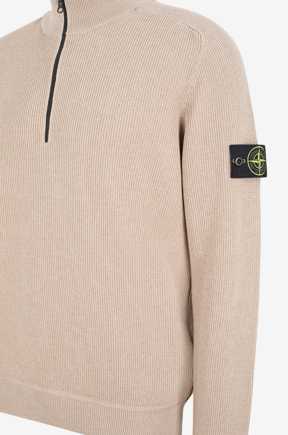 STONE ISLAND High-neck zipped cotton jumper Men Medium beige 3
