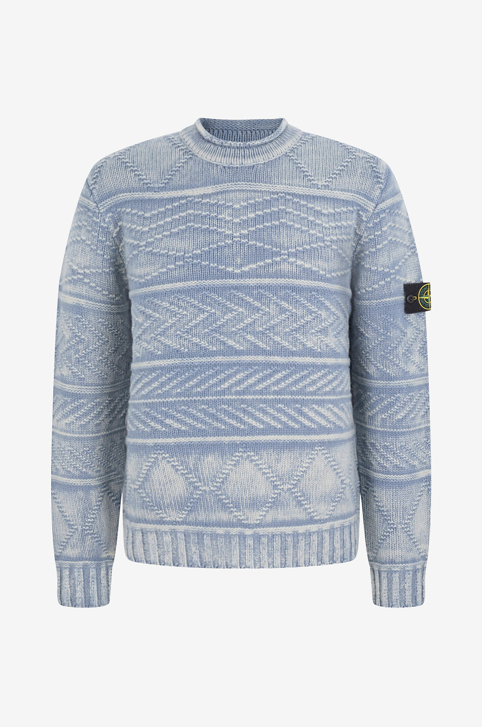 STONE ISLAND Weiter Zopfstrick-Pullover aus Kaschmir und Wolle 5100001 Aran Frosted Treatment Herren MITTELBLAU 1