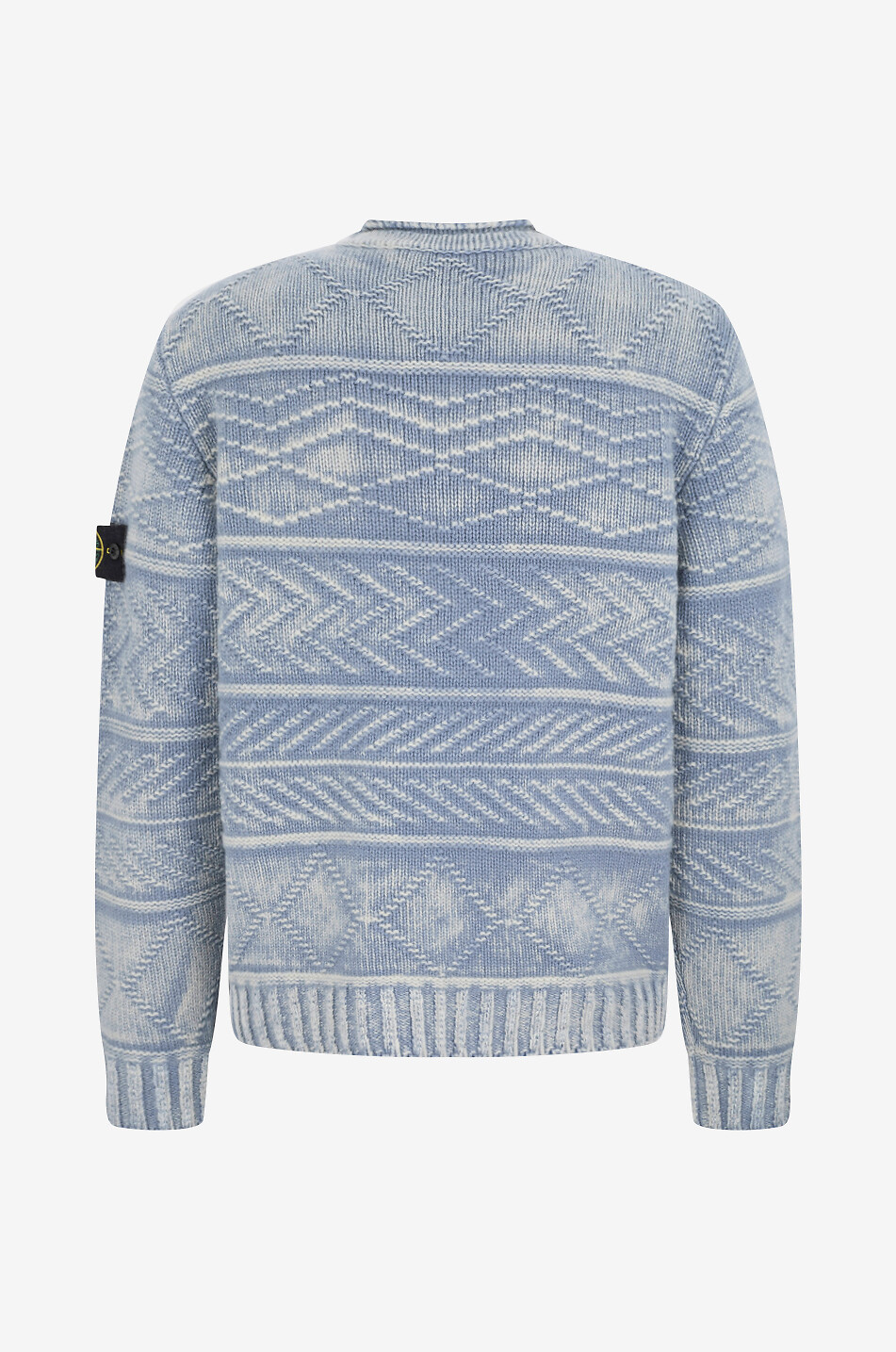 STONE ISLAND Weiter Zopfstrick-Pullover aus Kaschmir und Wolle 5100001 Aran Frosted Treatment Herren MITTELBLAU 2