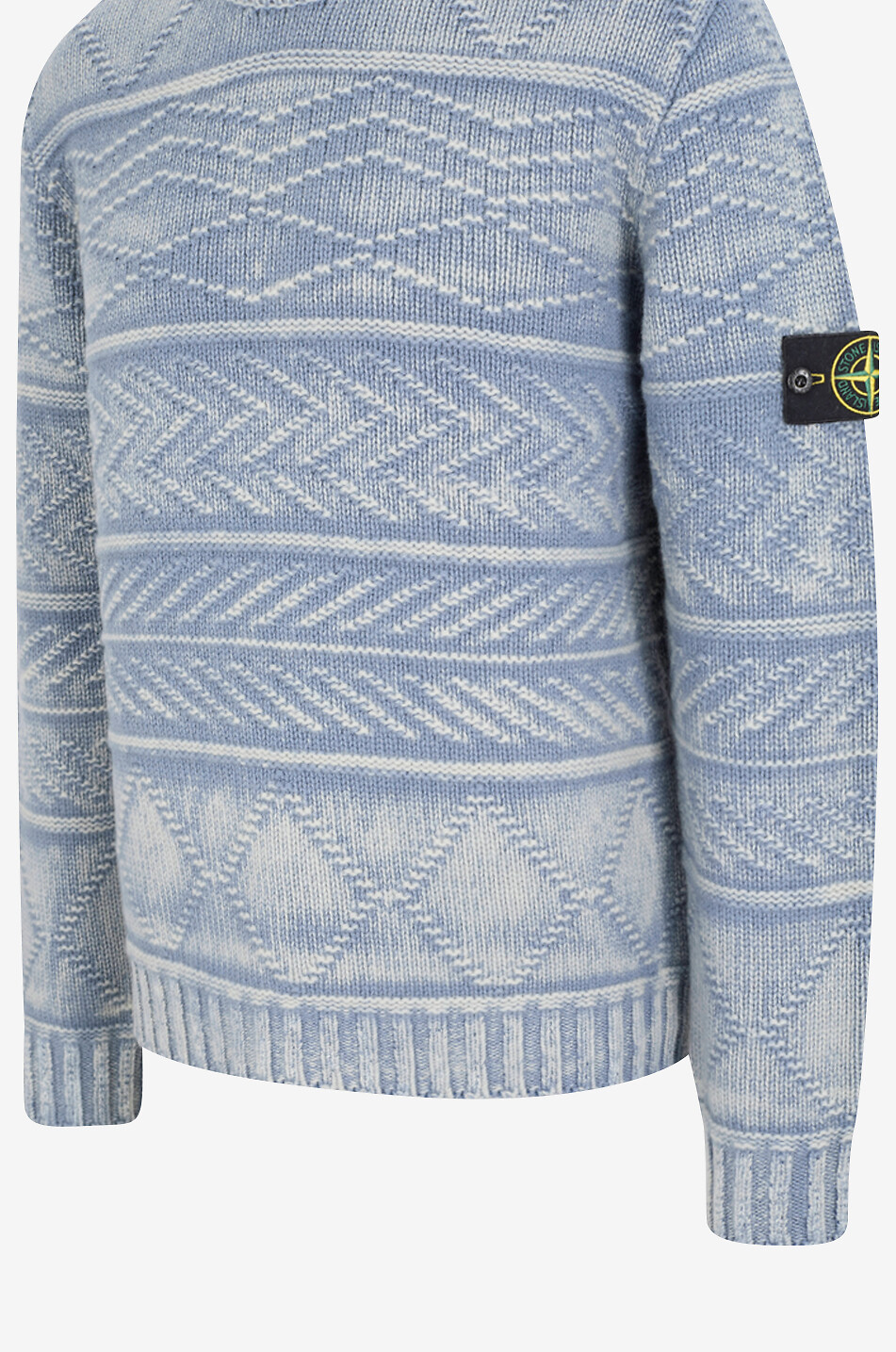 STONE ISLAND Weiter Zopfstrick-Pullover aus Kaschmir und Wolle 5100001 Aran Frosted Treatment Herren MITTELBLAU 3