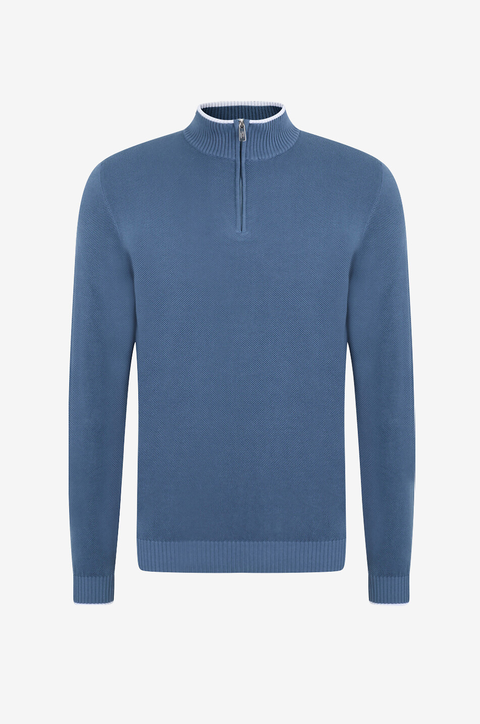 FEDELI Favonio Bahamas half-zip cotton jumper with stand-up collar Men MEDIUM BLUE 1